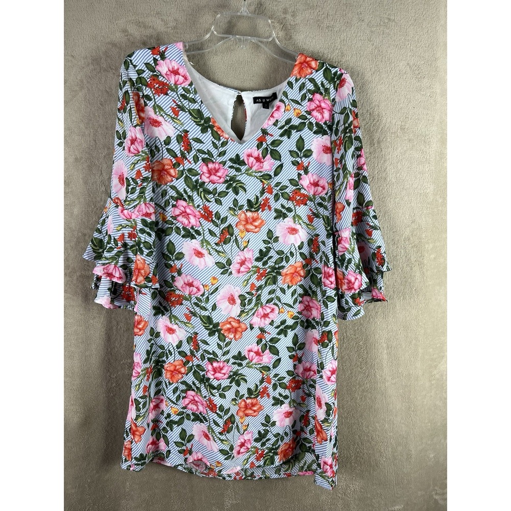 As U Wish Floral Bohemian Bell Sleeve Dress Boho Chic Women's Size S NWT
